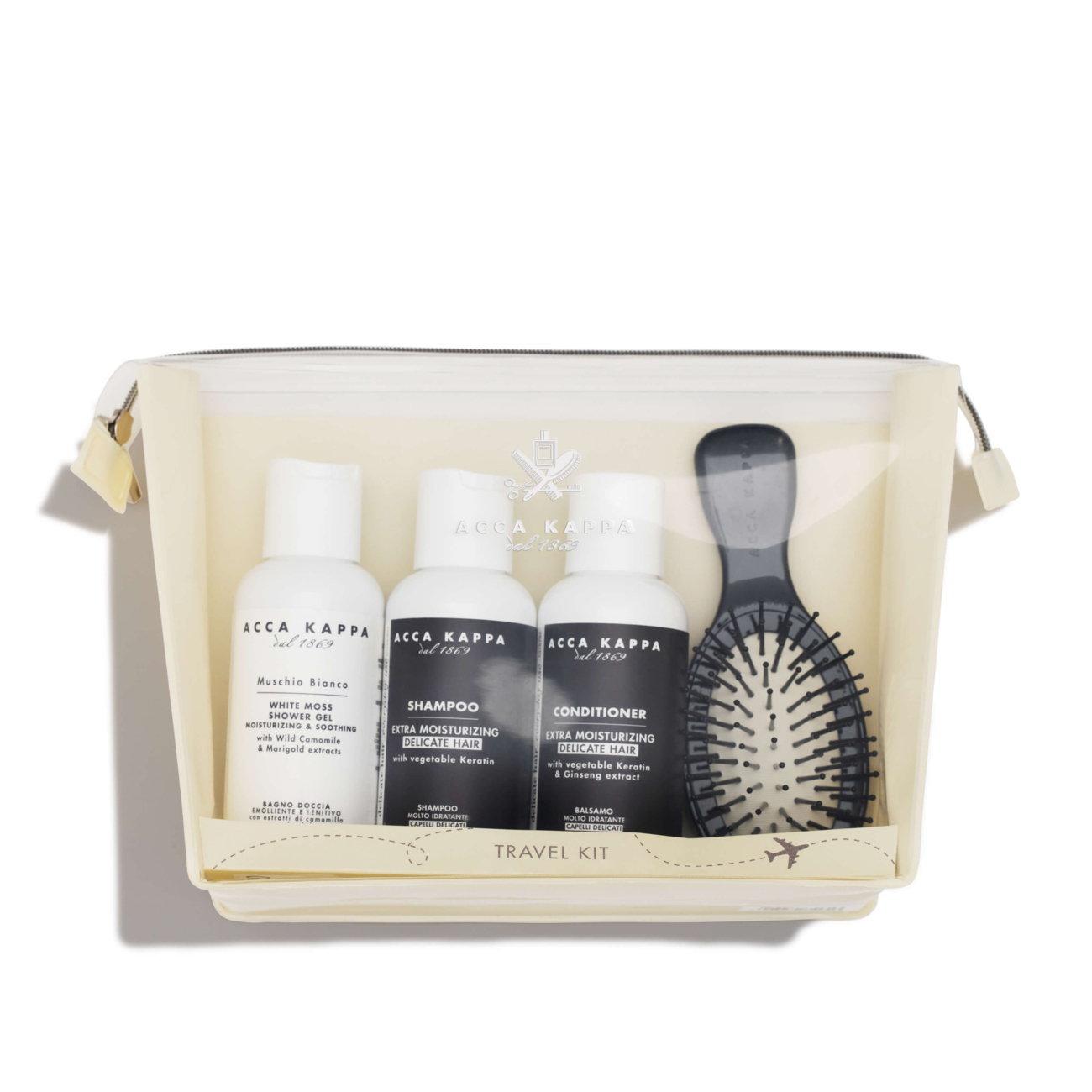 Acca Kappa Travel Set with Hair Brush (3 x 100ml)